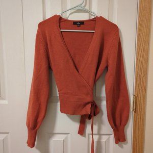 Orange Wrap Sweater by Lulu's